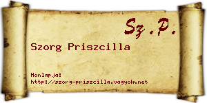 Szorg Priszcilla névjegykártya